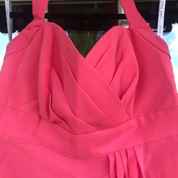 Alfred Angelo Pink Fuscia Halter Chiffon Ruffle Dress EUC, Size 12 - Picture 6 of 12